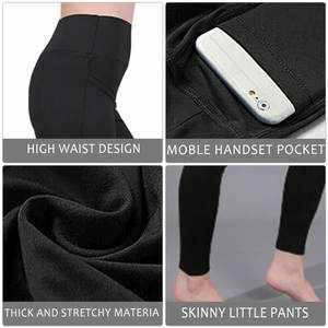 Legging de yoga taille haute en satin élastique pour femme, effet ventre plat, froncé, avec poche, sans couture, écologique, compression - Product Image 2