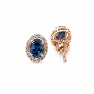 18K Rose Gold Oval Rainbow <b>Crystal</b> Halo <b>Stud</b> <b>Earrings</b> for Women High Polish Wedding Party Gift Fine Jewelry Design - Product Image 3