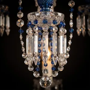 Lustre en cristal importé, 24 lumières, luxe, cristal bleu, luminaire de plafond pour salon, salle à manger, hôtel, décoration de mariage, premium - Product Image 3