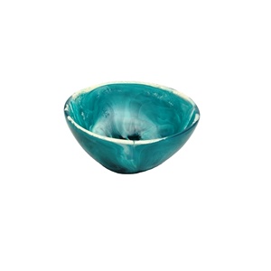 Bol et plat de service en résine faits à la main, écologiques, couleur verte, lavables au lave-vaisselle, design moderne et antique, pour les fêtes, fabriqués en Inde - Product Image 1