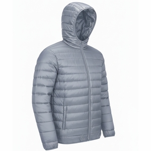 Vestes matelassées imperméables en polyester pour hommes High Street 2026, broderie personnalisée, manteau à capuche avant, service OEM Pakistan - Product Image 3