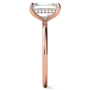 Bague solitaire en émeraude naturelle/diamant de laboratoire radiant avec halo caché et bande unie, bijoux pour femmes - Product Image 3