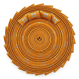 Neelkamal Industries 25mm Bright Orange Gold Thread Pattern <b>Ribbon</b> Metallic Fabric Trim for Event Styling Accessories - Product Image 3