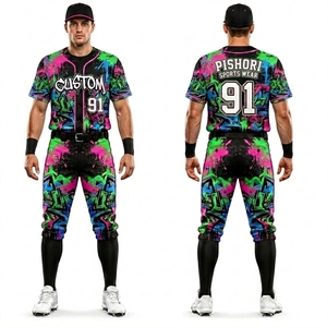 Uniforme de Béisbol Personalizado Verde y Morado, 100% Poliéster Sublimado, Conjunto de Camiseta y Pantalones para Hombre, Ropa Deportiva para Equipos - Product Image 1