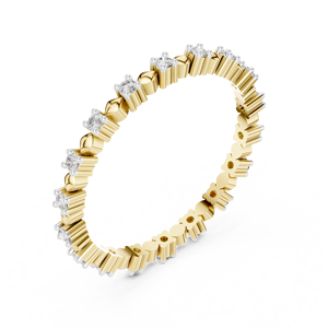 Bague éternelle entièrement sertie de diamants de laboratoire taille brillant ronds, en or jaune 14K 18K texturé, alliance de mariage, bijoux fins OEM pour femmes - Product Image 3