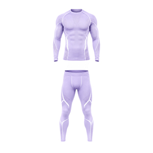 Ensemble de survêtement de compression pour hommes, haut à manches longues et leggings, haute élasticité, séchage rapide, pour l'athlétisme, la course et la gym, vente en gros - Product Image 4