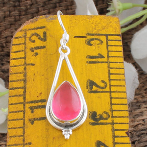 Boucles d'oreilles pendantes en jade rose naturel, argent sterling 925, bijoux de qualité AAA pour femmes, cadeau pour fête et anniversaire, pierre précieuse certifiée - Product Image 6
