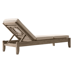 Chaise longue de relaxation extérieure pour piscine, en teck, avec dossier réglable, style moderne - Product Image 4