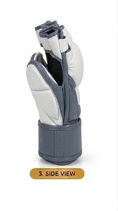 Gants de MMA en cuir PU gris, demi-doigts, équipement d'entraînement de boxe avec support de poignet en velcro - Product Image 3