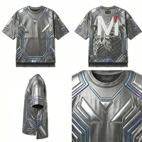 T-shirt Homme Oversize Luxe Brillant en Coton Respirant 100% – Imprimé Urbain Métallique Tendance Streetwear Décontracté