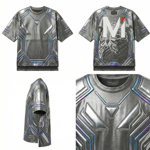 T-shirt urbain métallique premium, mode streetwear décontractée pour hommes, chemise brillante de luxe, Europe, États-Unis, MALUZA INDUSTRIES - Product Image 6