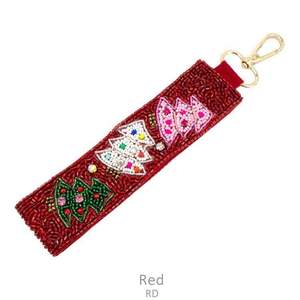 Porte-clés rose en nylon tressé avec motif de poupée, sangle mousqueton, design de Noël de dessin animé, rectangulaire, durable, style Noël dessin animé - Product Image 2