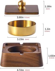 Cendrier de luxe moderne en bois brun sur mesure, le plus vendu, pour table, comptoir, voiture, maison, hôtel, restaurant, bureau - Product Image 4