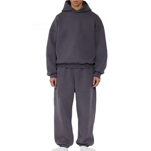 Custom Logo Winter Two Piece <b>Men's</b> Tracksuit Jogger Sweatsuit OEM <b>Pullover</b> Hoodie Pants 100% Cotton Fleece Breathable Casual - Product Image 3