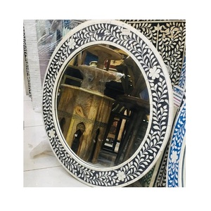 Customized size and shape mirror frame wood and mother of pearl work bedroom mirror frame for home decor accessories - Product Image 5