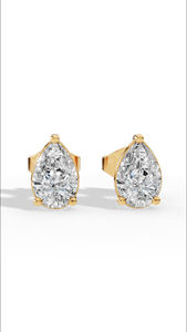 Minimalist Pear Stud <b>Earrings</b> <b>Solid</b> Sterling <b>Silver</b> Diamond <b>Earrings</b> Geometric Solitaire Dainty Daily Wear Jewelry for her - Product Image 2