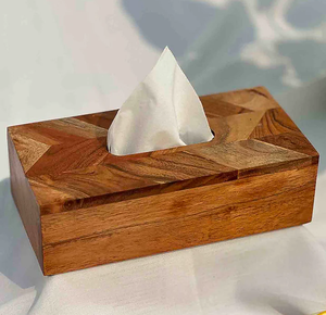 Boîte à mouchoirs en bois d'acacia 100% naturel, best-seller, boîte à mouchoirs en bois minimaliste moderne, prix personnalisé - Product Image 1