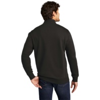 Sweat-shirt à col zippé pour homme, noir uni, coupe classique, 100% coton molletonné, décontracté, col montant, avec poches