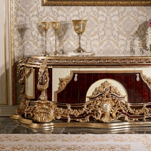 Meuble TV Classique Européen de Luxe en Acajou Massif, Sculpté à la Main, Style Royal, Meuble de Salon Antique Fabriqué en Indonésie - Product Image 3