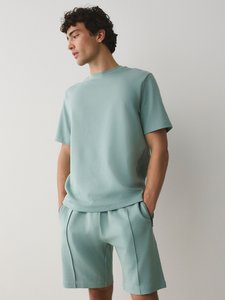 Conjunto de Camiseta y Pantalones Cortos para Hombre, Cuello Redondo, Color Azul Claro, Estilo Casual de Verano, Tejido Transpirable - Product Image 1
