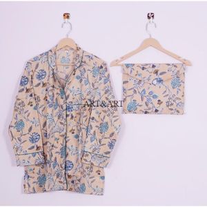 Conjunto de Pijama de Algodón para Mujer, Ropa de Dormir Suave, Transpirable y de Secado Rápido con Estampado Floral para el Hogar y el Sueño - Product Image 2
