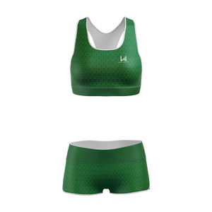 Conjunto de Sujetador Deportivo y Pantalones Cortos Sublimados para Mujer, Ropa Deportiva de Compresión para Entrenamiento, Running, Yoga y Fitness, Fabricante OEM - Product Image 1