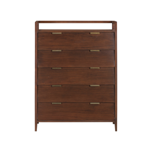 Elegante Cómoda Alta de Madera con Cinco Cajones, Mueble de Almacenamiento para Dormitorio, Estilo de Madera Sólida, Fabricante OEM ODM - Product Image 2