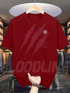 เสื้อยืดผู้ชายทรงปกติ สีแดงเลือดหมู แขนสั้น คอวี ผ้าฟลีซถัก 100% ผ้าฝ้ายเนื้อเรียบ แห้งเร็ว น้ำหนัก 220 กรัม - Product Image 6