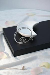 Silver Spiral Upper Arm Cuff Adjustable <b>Boho</b> Armlet Greek Goddess Arm Band Wire Swirl Minimalist Jewelry Festival Statement Gift - Product Image 2