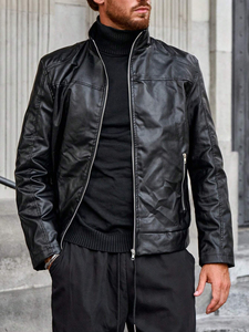 Wholesale Custom Unisex <b>Winter</b> <b>Leather</b> <b>Jacket</b> Breathable Fleece Waterproof Front Hood OEM Cheap Price - Product Image 4