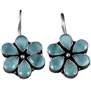 Verified Supplier Floral Gemstone Dangle <b>Earring</b> Bulk | Oxidized Silver <b>Hook</b> <b>Earrings</b> | Fashion Jewelry Manufacturer Ready Stock - Product Image 3