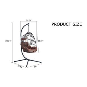 All Weather Grey Wicker Rattan Indoor/Outdoor <b>Egg</b> <b>Swing</b> <b>Chair</b> Stand Patio Hanging <b>Chair</b> Foldable Hammock <b>Chair</b> for <b>Garden</b> - Product Image 4