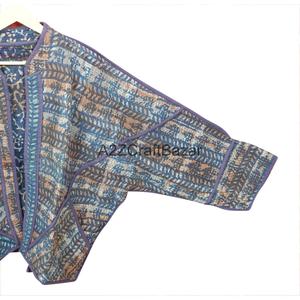 Handmade Kantha Quilted <b>Jacket</b> For Women Boho <b>Hippie</b> Patchwork Coat 100% Pure Cotton Vintage Floral Winter Outerwear - Product Image 2