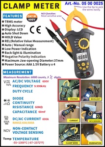 Multimètre numérique à pince LCD haute précision fabriqué à Taïwan (ODM/OEM) avec ouverture de mâchoire de 37 mm - Product Image 2