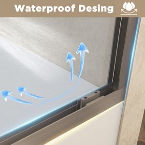 Porta Doccia Scorrevole Doppia in Vetro Temperato Antiesplosione 56x60 Pollici con Telaio in Alluminio e Acciaio Inossidabile da 1/4 Pollici (6mm) - Product Image 4