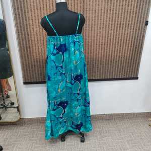 Women's Boho Floral Printed Floor-Length <b>Dress</b> Spaghetti Strap Regular Fit Viscose Polyester Woven Summer Casual <b>Elastic</b> Waist - Product Image 2