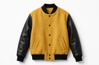 Veste de baseball en laine noire pour homme avec manches en cuir PU blanc et bouton-pression lettre L