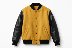 Chaqueta Varsity de Lana Negra para Hombre con Mangas de Cuero PU Blanco, Botones a Presión con la Letra L, Chaqueta Estilo Béisbol - Product Image 4