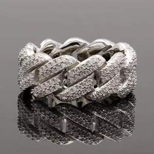 Anillo de Lujo con Incrustaciones de Diamantes Estilo Cubano para Hombre, Chapado en Oro Blanco, Joyería de Moda Hip Hop, Regalo - Product Image 2