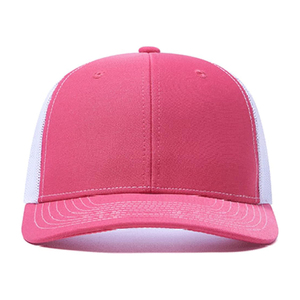 Gorra Trucker Rosa de 6 Paneles Unisex Ajustada de Malla Casual de Color Sólido para Primavera Verano con Bloques de Color y Perlas - Product Image 5