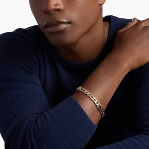 Bracelet pour homme de 8,5 pouces en or jaune italien poli miroir, style maillons de rail - Product Image 4