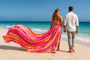 Robe longue en mousseline de soie rayée multicolore, sans bretelles, décolleté en cœur, longueur au sol, pour femmes - Product Image 3