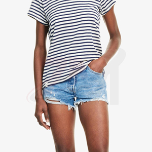 Shorts en jean pour femme de qualité supérieure, style décontracté et tendance, coupe taille haute, effet usé, collection mode été - Product Image 4