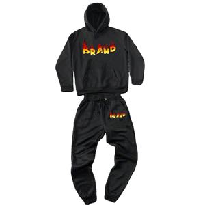 Wholesale Custom Design Men's Regular Fit Solid Printed Logo Sweatsuits Heavyweight Pullover Street Style Hoodie & Sweatpants - Product Image 5
