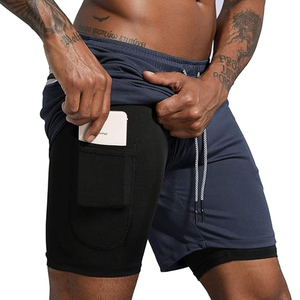 <b>Men</b> 2 In 1 Running <b>Shorts</b> <b>Compression</b> Liner Workout Gym <b>Shorts</b> With Phone Pocket High Quality OEM Bulk - Product Image 1
