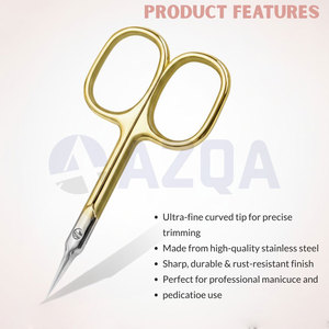 Stainless Steel Gold Plated Handle <b>Cuticle</b> Scissors Fine Tip Precision Nail Trimming Manicure Pedicure <b>Tool</b> - Product Image 2
