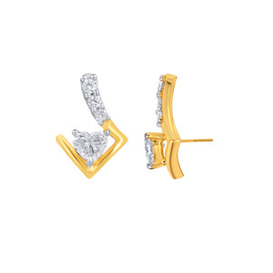 Pendientes de Diamantes con Corte de Corazón Doting Glamour, Oro Amarillo, para Mujer, Uso Diario Romántico, Color Blanco Natural G - Product Image 3