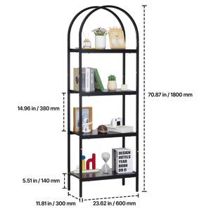 Libreria a 4 Ripiani in Metallo, Design Industriale Arcuato, Piccola Libreria Rustica Vintage con Scaffali Aperti per Scarpe, Autoportante - Product Image 6