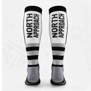 North Approach <b>Knee</b> <b>High</b> <b>Socks</b> Black White Gray Stripe Breathable Soccer Sports <b>Socks</b> for Adults Spring Season - Product Image 2