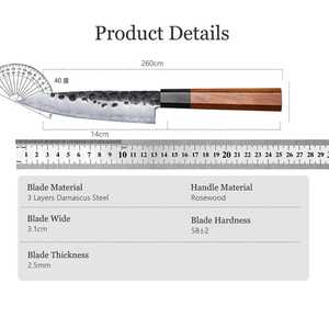 Cuchillo de Chef de Acero Inoxidable Hecho a Mano por el Mejor Proveedor, con Mango de Madera de Olivo y Funda de Cuero - Product Image 5